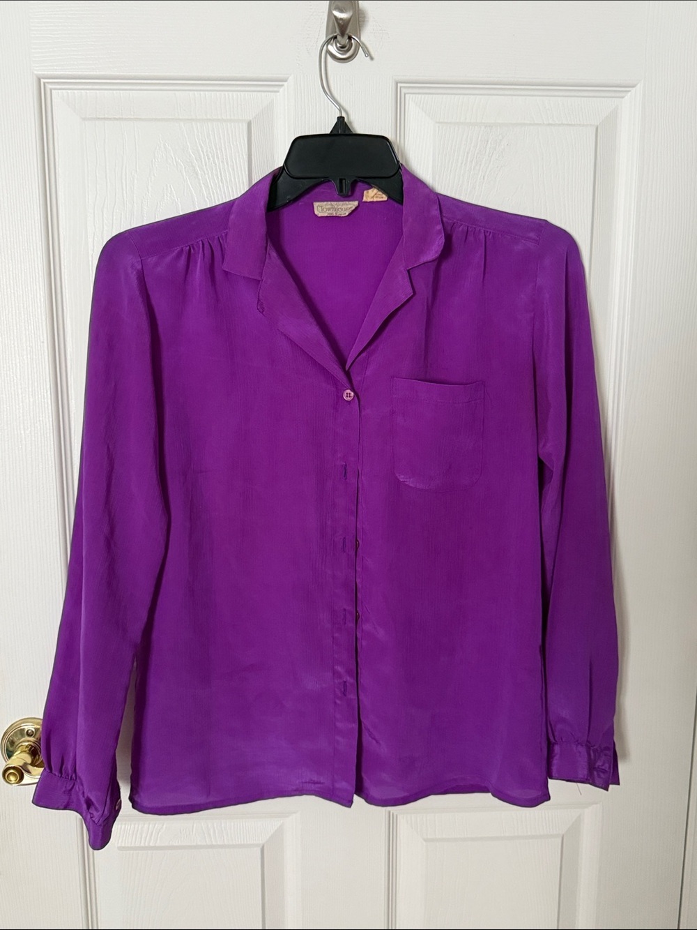 Vintage townhouse  Silk-Blend Purple Button-Down Women's Blouse size 12
